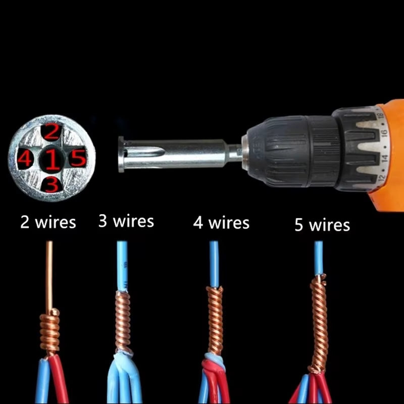 Wire Twisting Tool Electrician Twister Quick Connector Twist Wire Tool for Power Drill Drivers Stripping and Twist Wire Cable