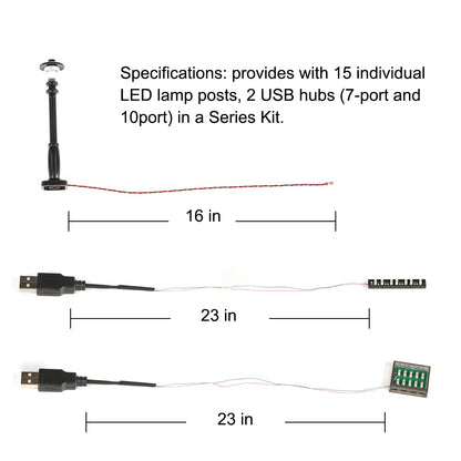 15Pcs City Street Light Led (10 in 1 USB Powered) Building Block Lamp MOC Compatible with Bricks DIY 2039 11062