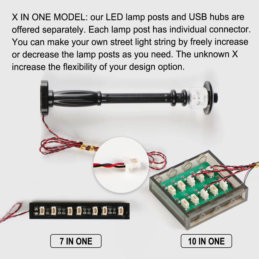 15Pcs City Street Light Led (10 in 1 USB Powered) Building Block Lamp MOC Compatible with Bricks DIY 2039 11062