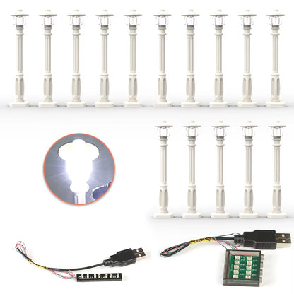 15Pcs City Street Light Led (10 in 1 USB Powered) Building Block Lamp MOC Compatible with Bricks DIY 2039 11062