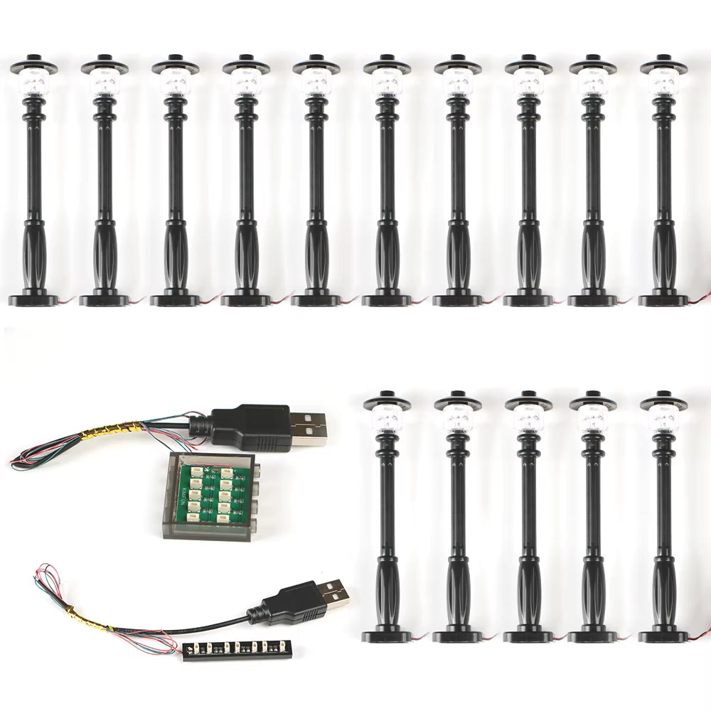 15Pcs City Street Light Led (10 in 1 USB Powered) Building Block Lamp MOC Compatible with Bricks DIY 2039 11062