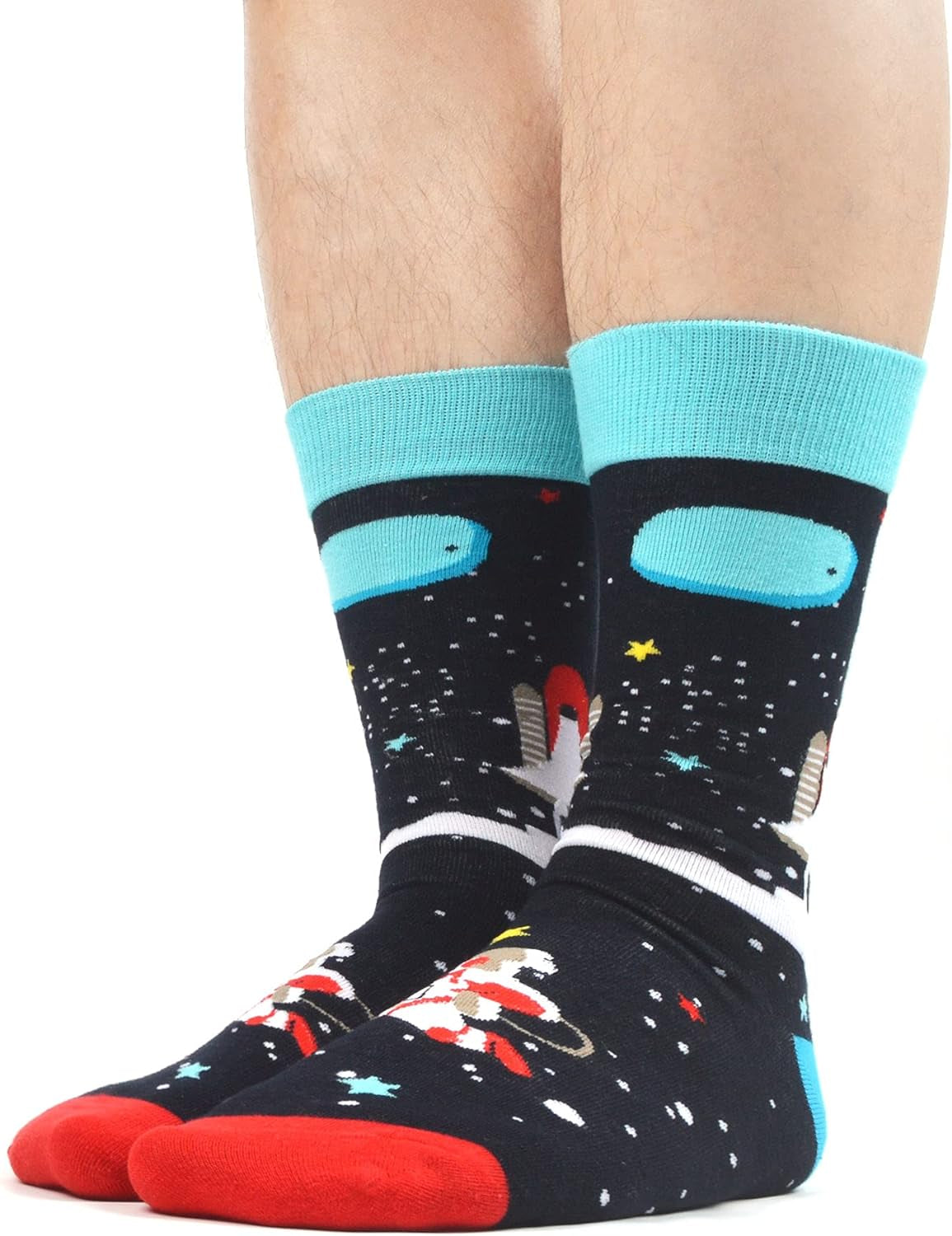Mens Novelty Crazy Funky Space Astronaut Socks Combed Cotton Crew Socks