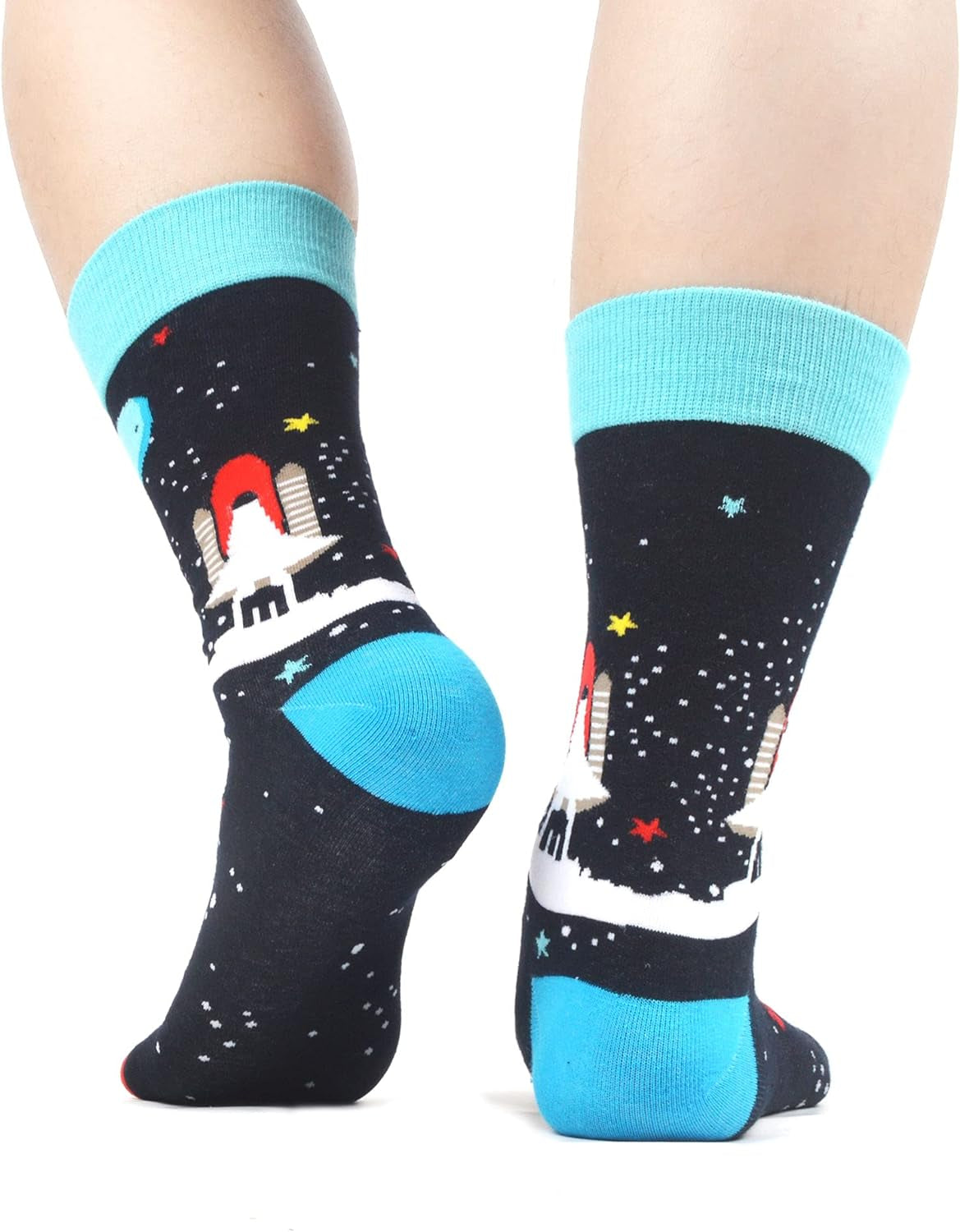 Mens Novelty Crazy Funky Space Astronaut Socks Combed Cotton Crew Socks